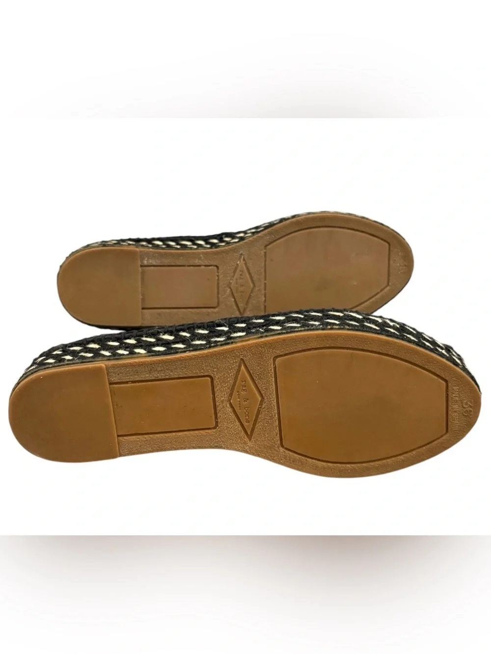 NEW Rag & Bone Noa Black Leather Espadrille Flats EU 36 US 6 Made in Spain